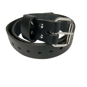 Buckingham NEW Leather Holster Belt U6287-BL Black Double Tongue Prong Utility